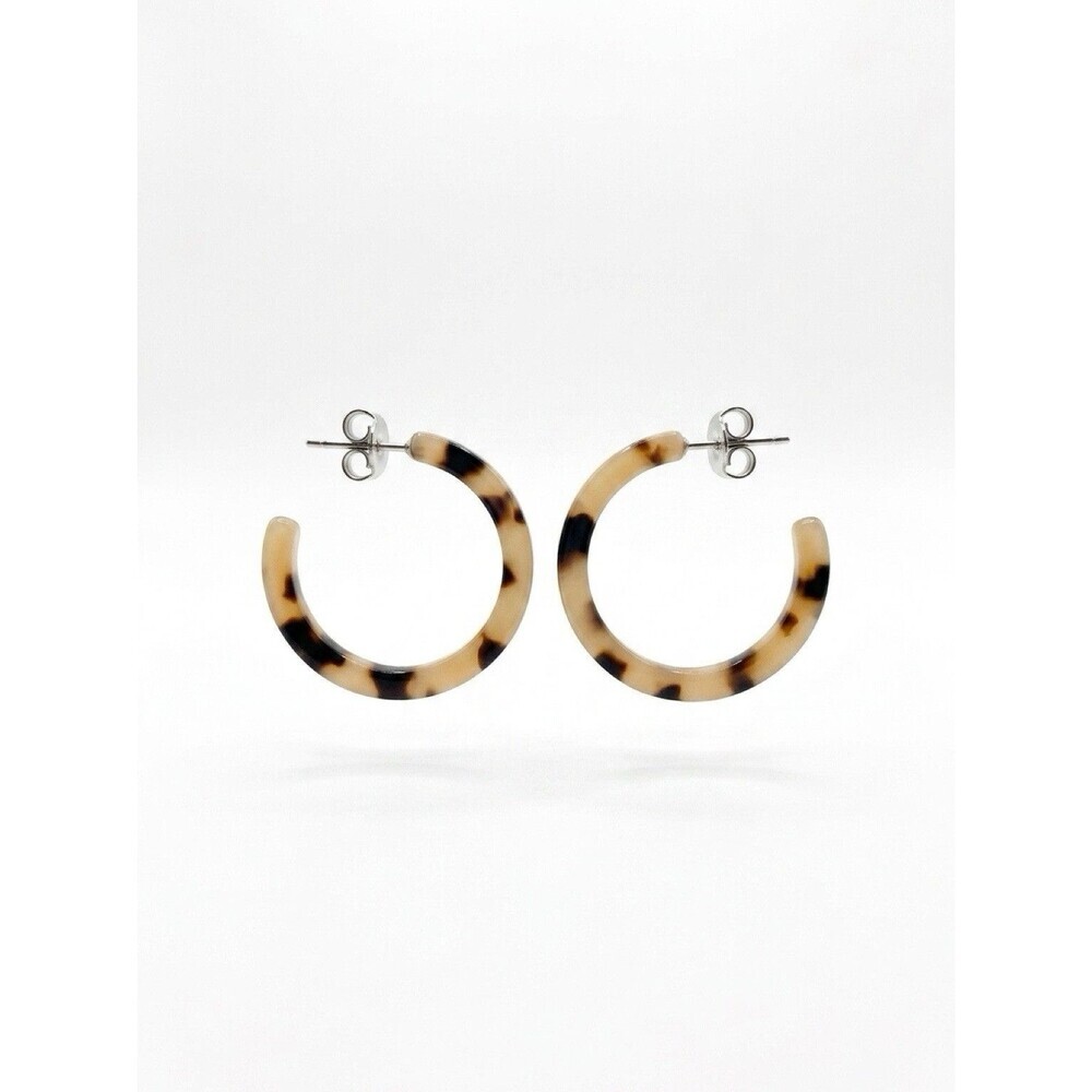 Jasmine Lane Hypoallergenic Brown/Black Tortoise Round Hoop Earrings